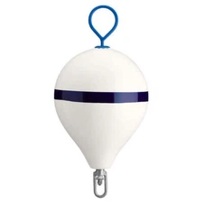 Polyform 17" CM Mooring Buoy w/Galvanized Iron - White Blue Stripe [CM-3 WHITE W