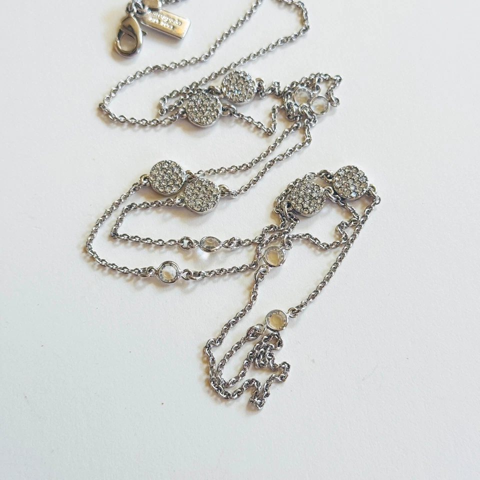 Collar Kate Spade New York Firmado Cadena Plata Bisel Abierto Cristal Estrás Foto 4 de 4
