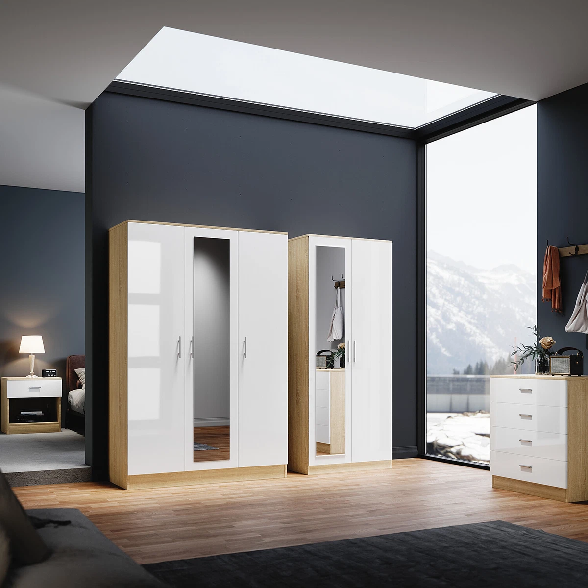 Wardrobe and chest of outlet drawers set