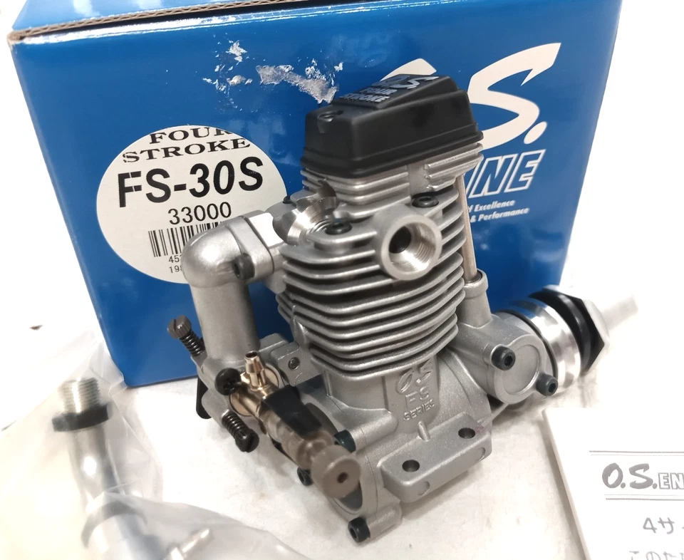 O.S. FS-30S Viertakt Nitro Flugzeugmotor mit Schalldämpfer & Handbuch #33000