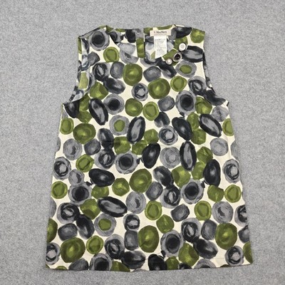 'S MaxMara Blouse Womens 8 Multicolor Polka Dot Sleeveless Embellished Top