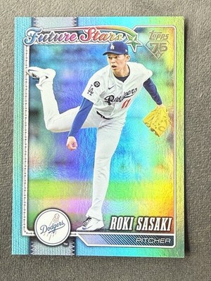 2026 Topps 75 Roki Sasaki Future Stars Card. Blue Parallel Dodgers