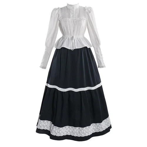 Edwardian Dress for Women 1900s Long Sleeve Victorian Dress Medieval Renaissa...