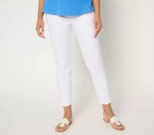 Isaac Mizrahi Live Petite 24/7 Stretch Icon Ankle Pants-White-Petite 14-A692859