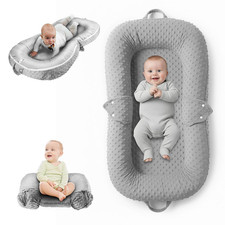 Baby Lounger Pillow : 2-in-1 Infant Lounger for Newborn 0-48 Months, Portable Tu