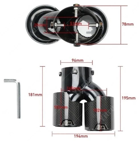 FOR 2019-2025 BMW G20 M340i M440 CARBON FIBER STAINLESS QUAD EXHAUST MUFFLER TIP