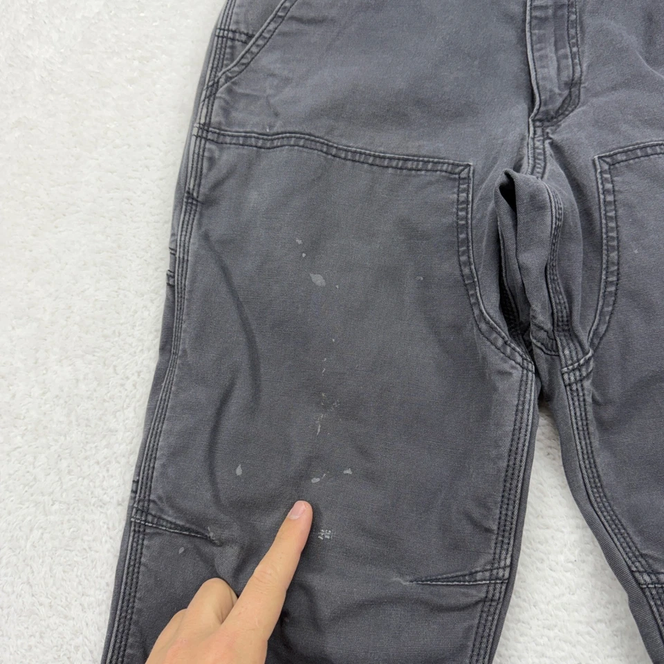 Pantalones de trabajo Carhartt resistentes flexibles calce relajado utilitarios para hombre 30x34 gris lona Foto 3 de 4