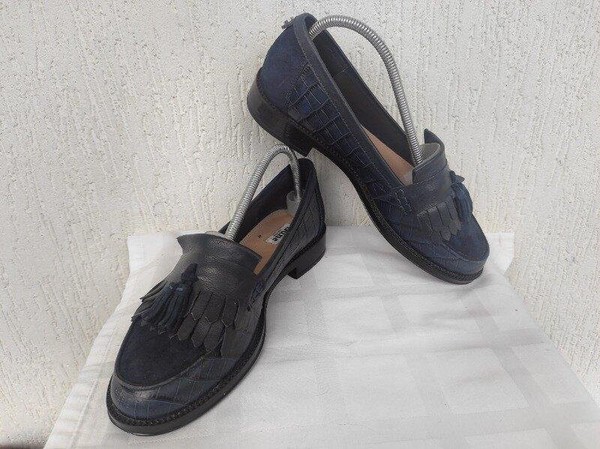 Women Duna Heels Navy Leather 37.5