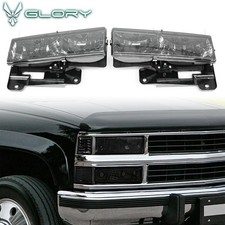 Fits 88-99 Chevy/GMC C/K 1500/2500/3500 & Blazer Front Headlights Smoke Lens