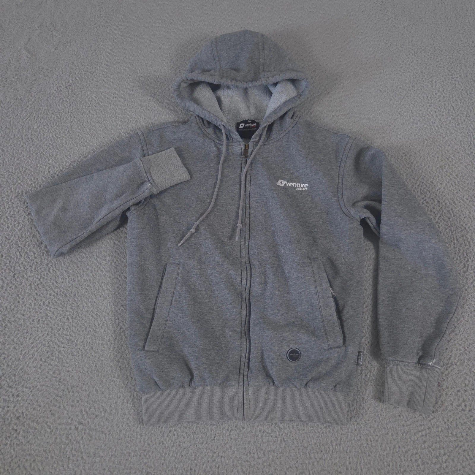 Venture Heat Jacket Women XS Gray Heated Full Zip Fleece Lined Hoodie Activewear