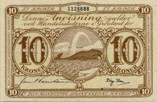 Greenland 10 Kroner Currency Banknote 1953