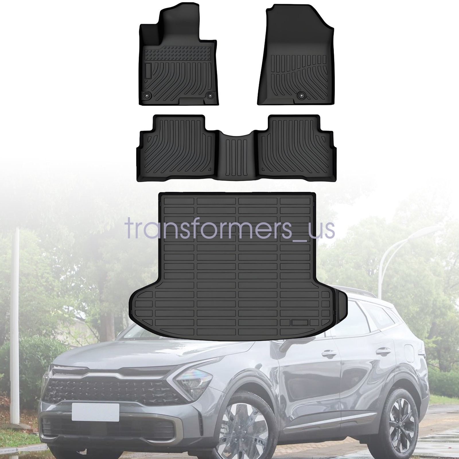 3D TPE Floor Mats Liners & Trunk Cargo Liner Fits 2023-2025 Kia Sportage Hybrid