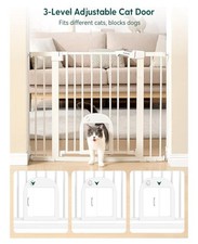 Baby, Pet Gate with Adjustable Cat Door, 29-43" White