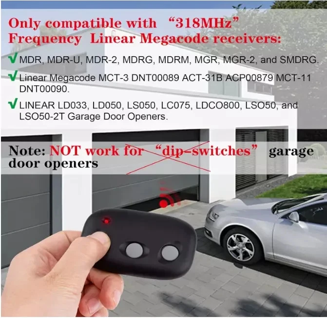 2 PCS Remotes FOB For Linear LD033 MCT-3 MCT-11 ACT-31B for 318MHZ Garage Door - Image 2 of 4