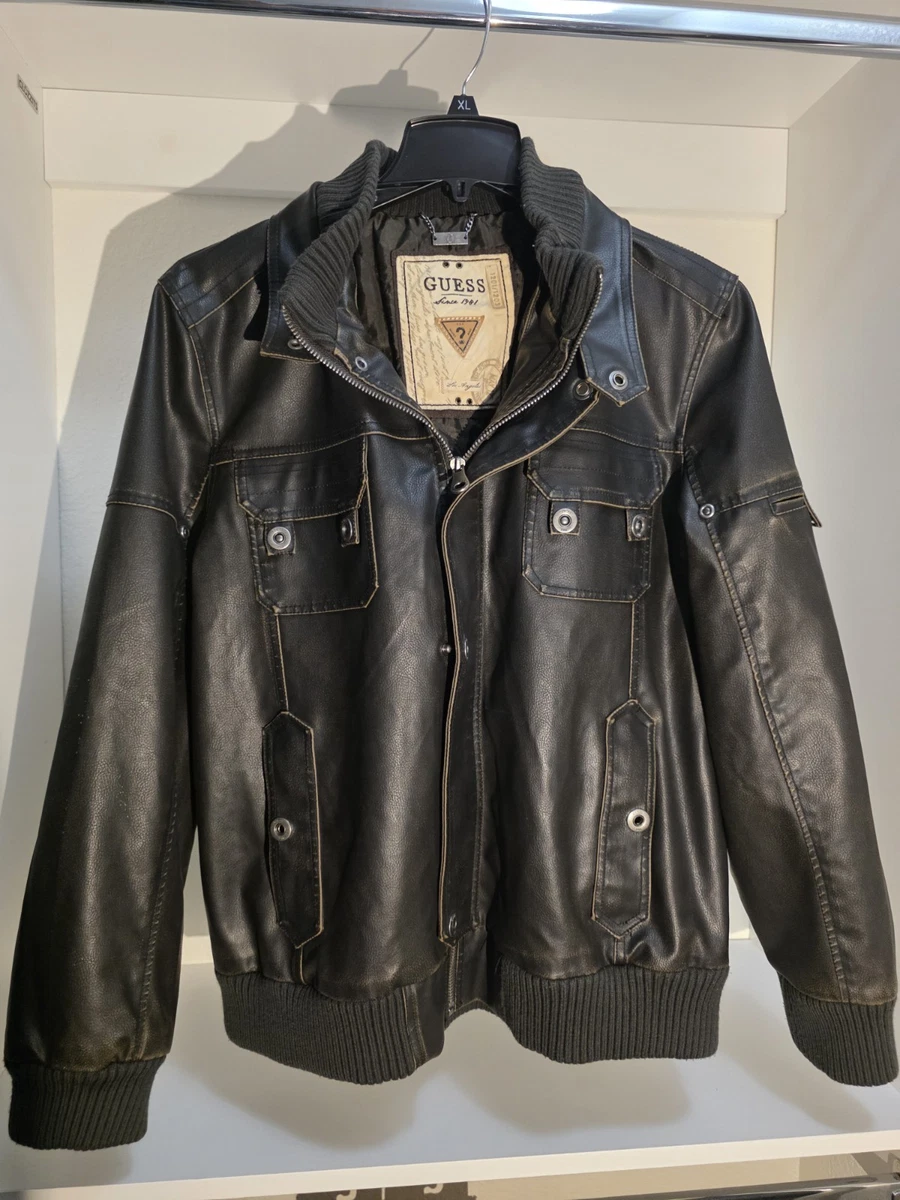 GUESS Leather Outer Shell Black Coats, Jackets & Vests for Men for
