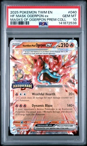 2025 POKEMON TWM EN-TWILIGHT MASQUERADE #040 HEARTHFLAME MASK OGERPON EX PSA 10