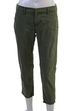 Frank & Eileen Womens Green Cropped Ankle Chino Pants 97% Cotton Size 2