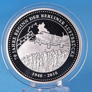 Degussa Thaler Silbermedaille 2018 Berliner Luftbrücke 2. 1 OZ Silber 999 Proof