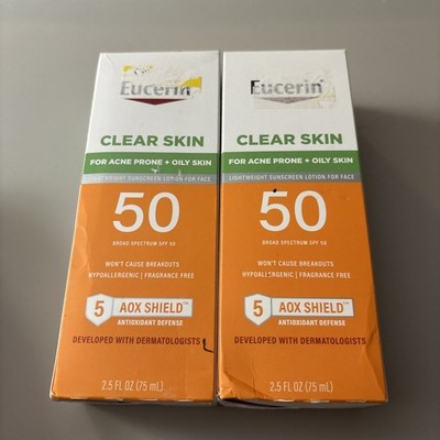 Eucerin Clear Skin 2.5 oz Lightweight Lotion SPF 50 Sunscreen Face 9/25 & 11/25