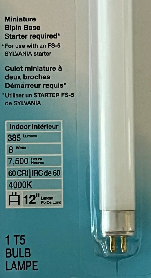 4 Sylvania F8T5CW 8W Utility Cool White Fluorescent Tube Bi pin 12" Light Bulb - Image 3 of 4