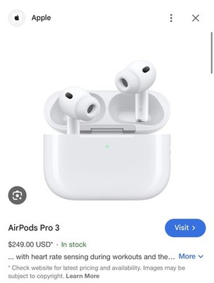 Apple AirPods Pro 3 with MagSafe Wireless Charging Case - White
