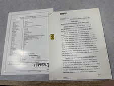 1984 Ferrari Mondial Cabriolet Spec Sheet Jan 1985 Press Release
