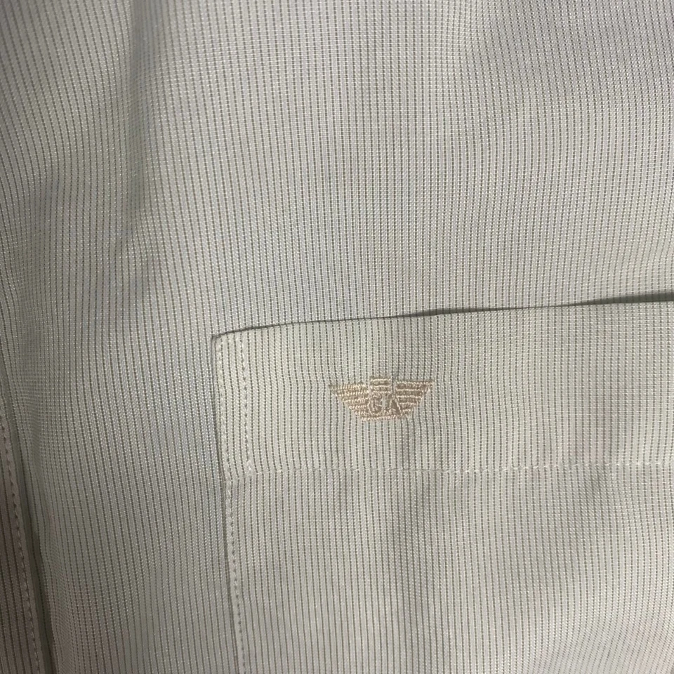 Camisa social masculina Giorgio Armani Le Collezioni listra creme 15 algodão - Imagem 3 de 4