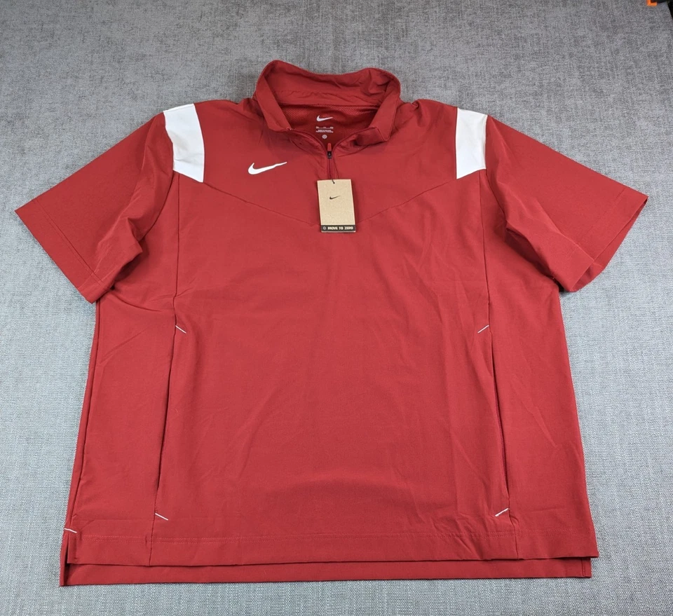 Novo com etiquetas Nike Jacet masculino XXL lateral treinador desempenho quarto zíper pulôver ventilado - Imagem 2 de 4