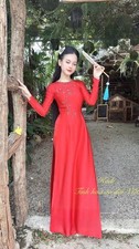 Vietnamese Women Long Dress|Áo dài truyền thống| Crystal Designed| with pants