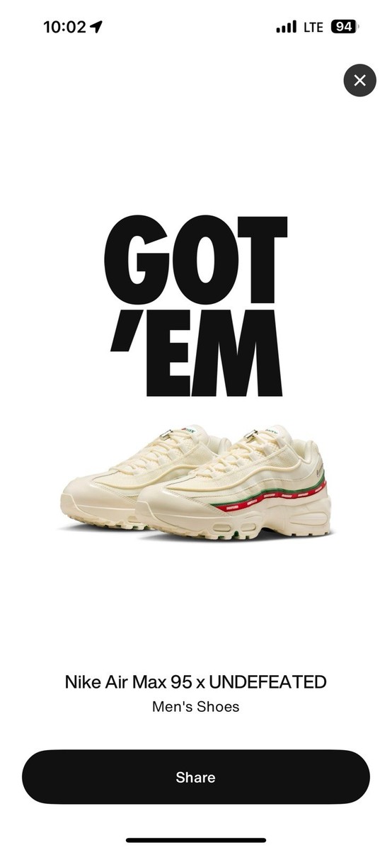 NIKE AIR MAX 95 UNDEFEATED SAIL SIZE 13 | eBay