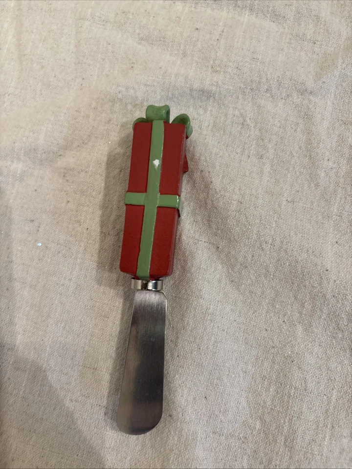 Regalo de Navidad Cuchillo Esparcidor de Queso Rojo Verde Caja de Regalo Mango Vacaciones Foto 2 de 4