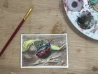 Original ACEO Ladybug Series, Watercolor, Insects, Cute, Realism, Mini, Nature — photo 1