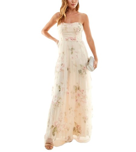 strapless open back dress Petal and Pup Jace Tiered Maxi Dress