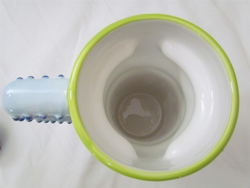 Golfer on the Go! Ceramic Travel Coffee Mug Cup w/ Lid Blue and Green 12 oz - Picture 5 of 7