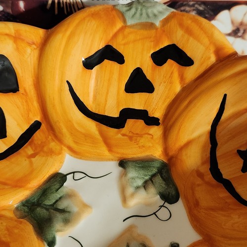 World Bazaar Halloween Ceramic Pumpkin 9" Candy Dish - Picture 3 of 7