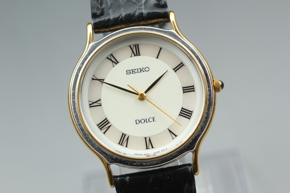 Near MINT] Vintage Seiko Dolce 5E61 0A20 32mm White Dial Qz Men's