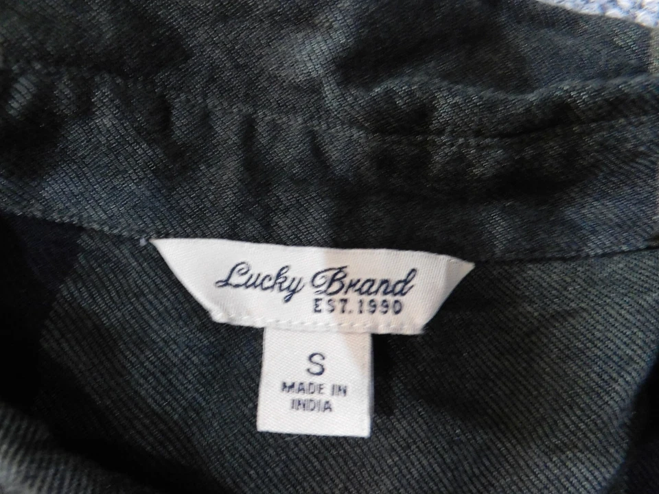 Top Lucky Brand Pequeño Verde Cuadros Mujer Botón Informal Clásico Foto 4 de 4