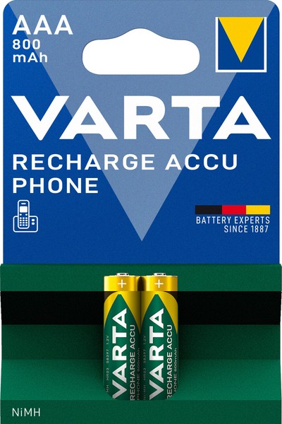 2X Akku Aaa Micro Varta Rechargeable Accu Phone 800 Mah Nimh T398 Dect HR03-image