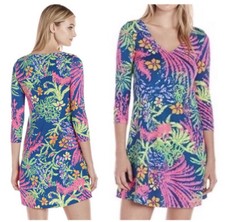 Lilly Pulitzer Dress Women’s XS  All A Glow Erin Dress V Neck Beachy Colorful