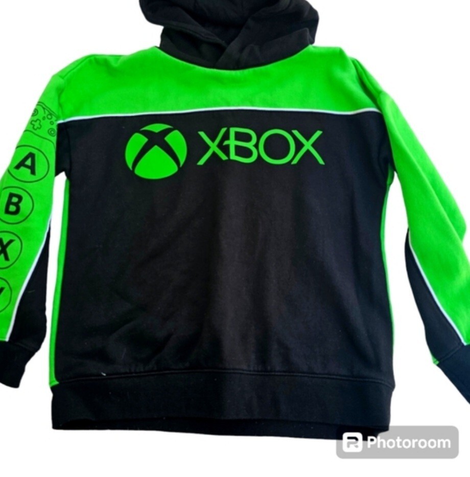 XBOX Hoodie Sweatshirt Black & Green Logo Soft Size 9 Boys