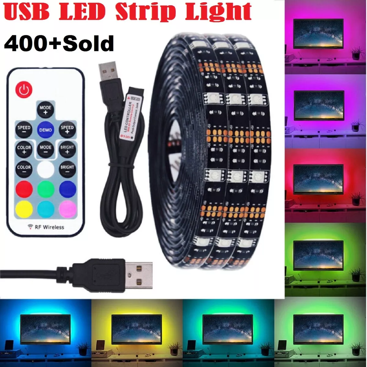 Waterproof LED Lights IP65 5050 5V remote USB Powered Light | eBay