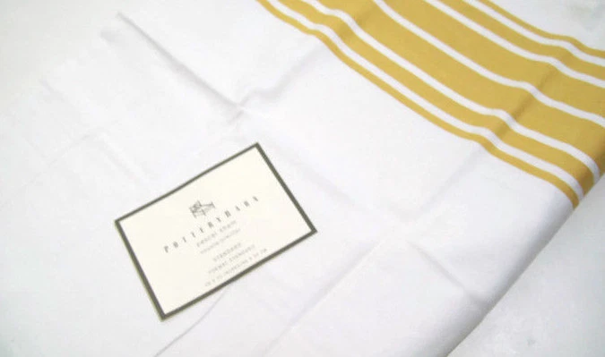 Funda de almohada estándar Pottery Barn paja amarilla a rayas Pascal falsa nueva Foto 3 de 4