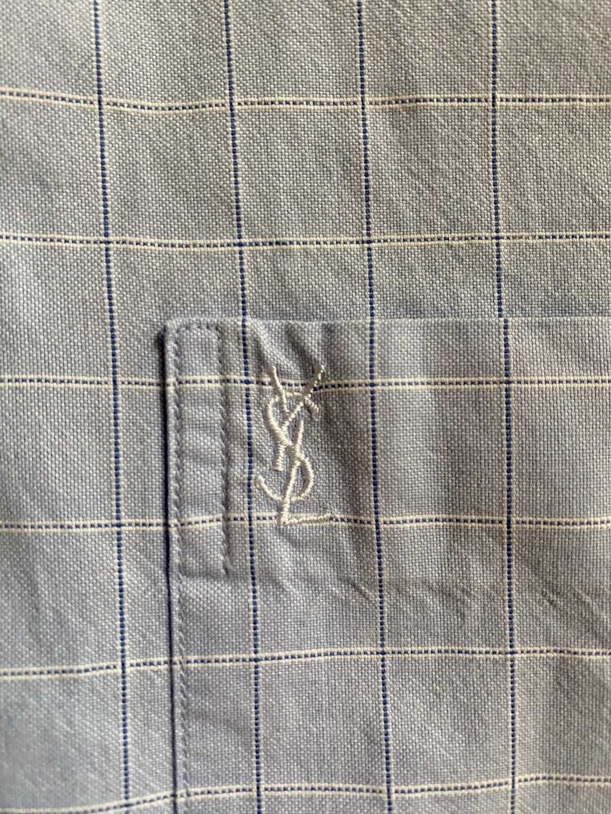 SAINT LAURENT Camicia Yves Saint Lauren taglia L uomo check azzurro logo designer originale