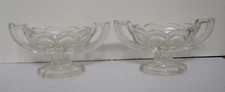 1920’s Chippendale Open Salt Cellar Glass, Trophy Look, Crystal Dishes Set Of 2
