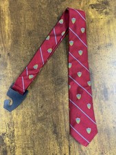 Brooks Brothers Kids Red Logo Tie With Blue Stripes 100 Silk Men's Necktie 50"