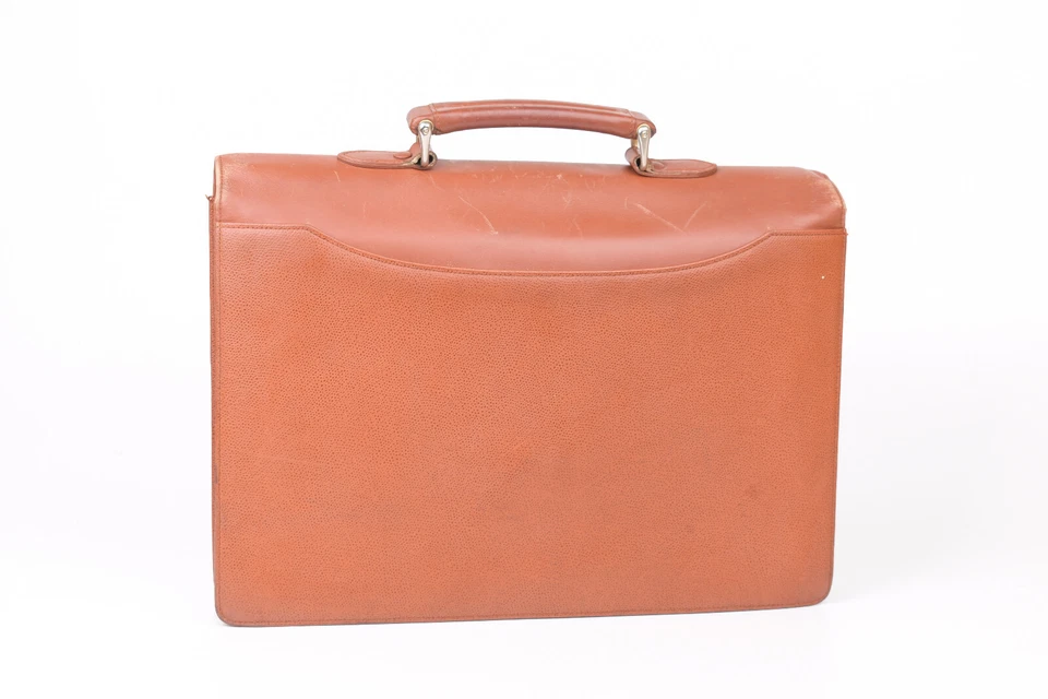 St Dupont Paris. Brown Leather briefcase lock combination, 40x30cm - Image 3 of 4