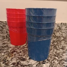 Lg 22oz Red Blue Plastic Drinking Beverage Cups Two 4pk