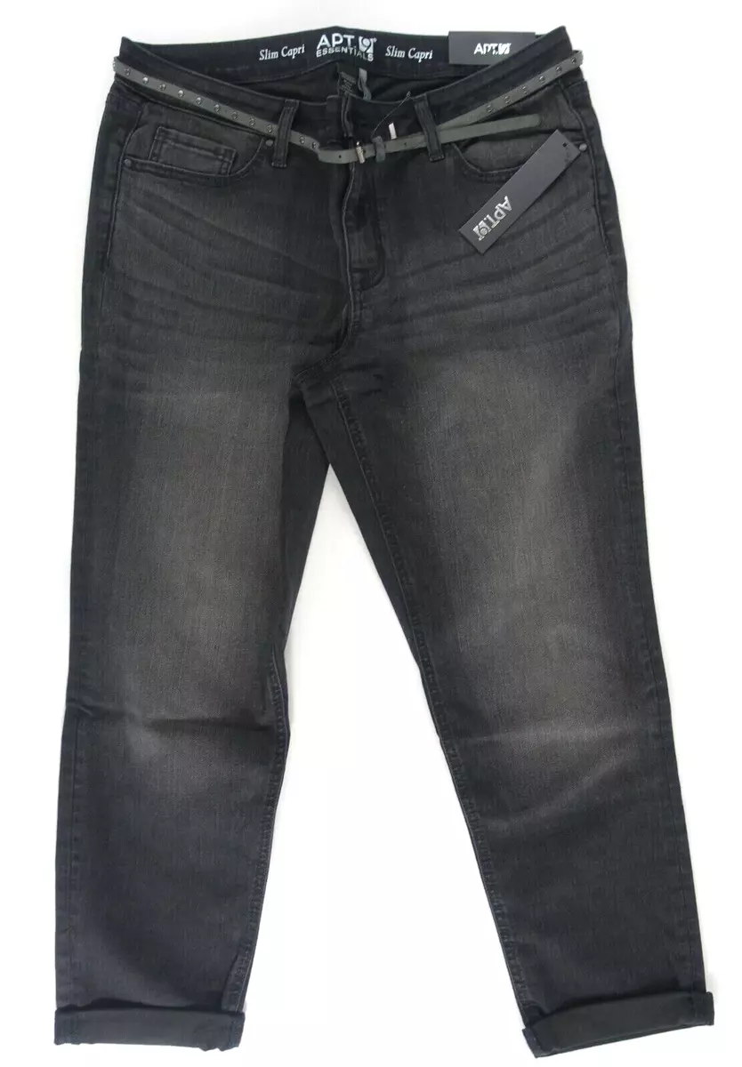 Apt 9 Capris Jeans Women Size 14 Modern Slim Fit Cuffed Stretch