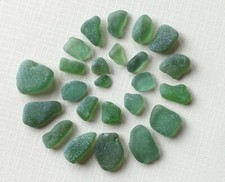 24 Pcs GRAYISH OLIVE GREEN Beach Sea Glass for Jewelry or Mosaics