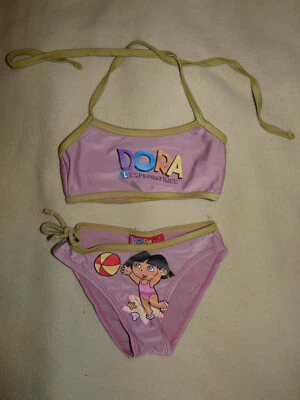 Maillot de bain bikini deux pièces DORA l'exploratrice rose et jaune 4 ans - BE - Photo 1/4